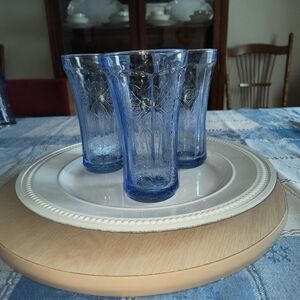 Elegant Blue Glass Tumbler Set